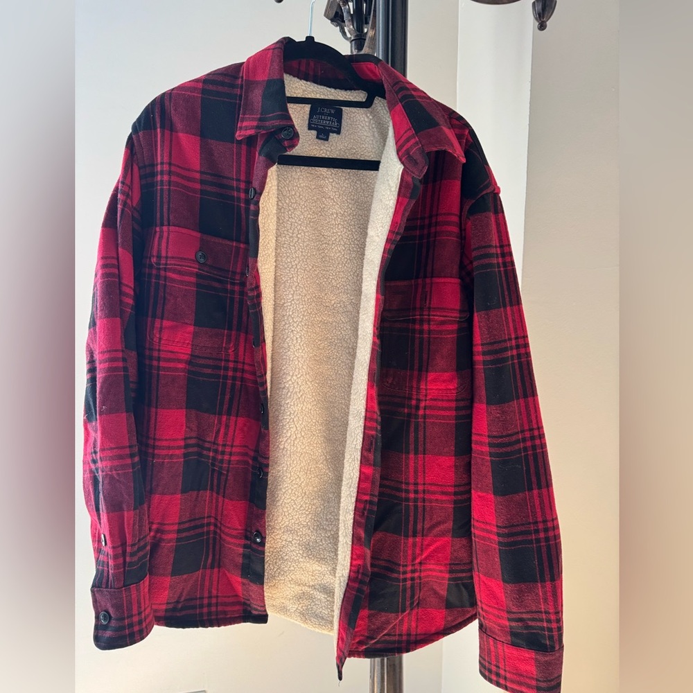 JCrew sherpa lined flannel. Worn only a couple of times. Perfect for fall!